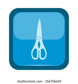 Kitchen scissors icon on a blue button