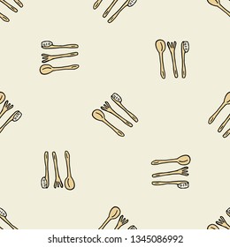 Kitchen seamless  beige pattern with Cutlery . Seamless  design for fabric, cover, banner, interior, children's clothing, print for packaging, gift packaging, tablecloths, Wallpapers