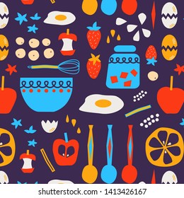 Kitchen seamless pattern decorative design