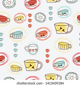 Kitchen seamless pattern flat illustration