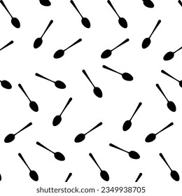 Kitchen seamless pattern vector with fork, spoon and knife. Kitchen items silhouette