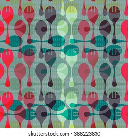 Kitchen seamless pattern vector with fork and spoon, can be used for wallpaper, cover fills, web page background, surface textures. Vector linen texture.