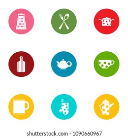 Kitchen service icons set. Flat set of 9 kitchen service vector icons for web isolated on white background