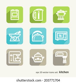 Kitchen. Set of abstract pictures. A vector.