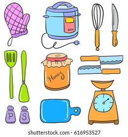 Kitchen set accessories doodle collection