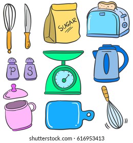 Kitchen set accessories doodle style