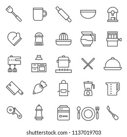 kitchen set black line icon collection, with simple and modern outline, editable stroke, use for cooking web and food infographich, chef, restaurant, pantry, eat.