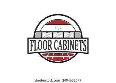 Kitchen set, set up build logo badge classic design, interior furniture industry label.