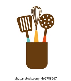 kitchen set cutlery tools icon vector illustration graphic