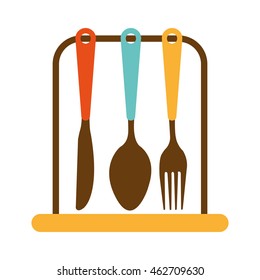 kitchen set cutlery tools icon vector illustration graphic