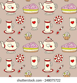 Kitchen set of dishes for tea and sweets. Cream-3