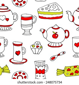 Kitchen set of dishes for tea and sweets. White-1