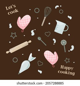 kitchen set doodles baking cute kitchen cooking tools utensils