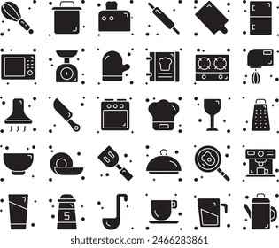 Küchenset Füllung Icon Set Design Vektorillustration Stock