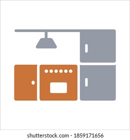 Kitchen Set Flat Icon Vector Logo Template Illustration