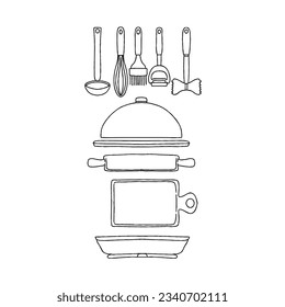conjunto de cocinas ilustraciones de doodle dibujadas a mano conjunto de vectores