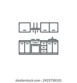 Kitchen, set, house, furniture, home, decoration icon, vector illustration