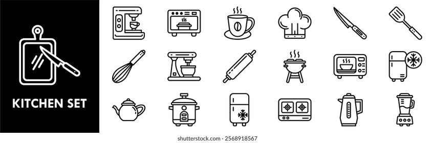 Kitchen Set icon collection set. Containing design kitchen, food, white, isolated, set, cooking