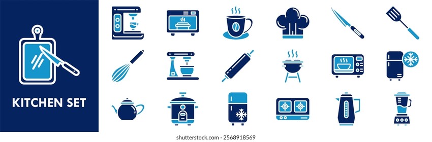 Kitchen Set icon collection set. Containing design kitchen, food, white, isolated, set, cooking