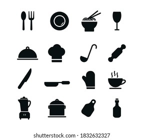 Kitchen set icon flat style illustration