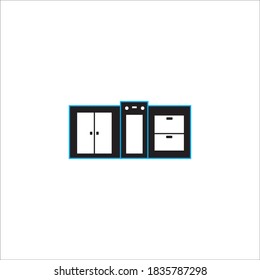Kitchen set icon logo, vector design illustration