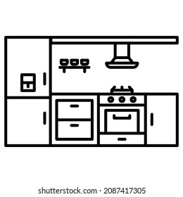 Kitchen set icon in trendy outline style design. Vector illustration isolated on white background.