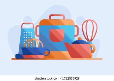 kitchen set illustration flat design vector