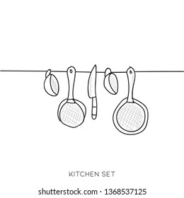Kitchen Set Line Art Simple