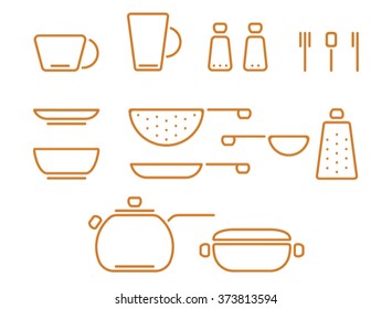 Kitchen set. Minimalistic set cookware