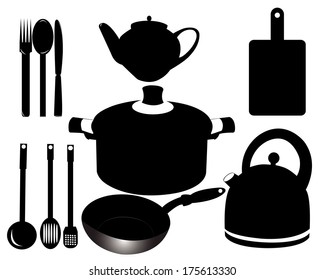 Kitchen set on a white background