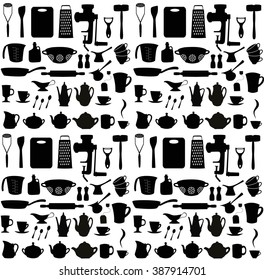 Kitchen set. Seamless pattern. Vector illustration