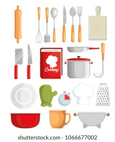 kitchen set utensils icons