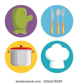 kitchen set utensils icons