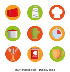 kitchen set utensils icons
