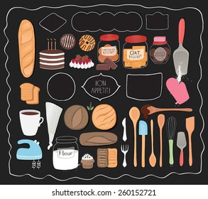 Kitchen set  with various objects.