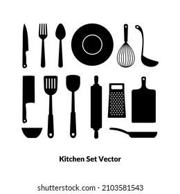 kitchen set vector and coocking icon