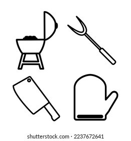 kitchen set vector icon isolated on white background, vector illustration, cookware, kitchenware