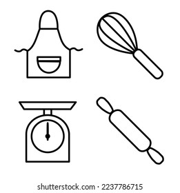 ícono vectorial de conjunto de cocina aislado en fondo blanco, ilustración vectorial, utensilios de cocina