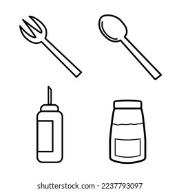 kitchen set vector icon isolated on white background, vector illustration, cookware, kitchenware