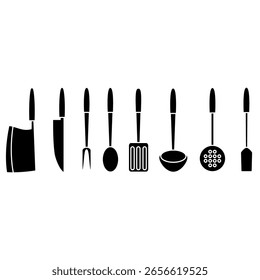 Küchenset, Vektorsymbol-Set. Küchenutensilien Illustration Sammlung. Küchensymbol. Kochlogo.
