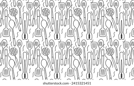 conjunto de cocina vectorial sin costura para fondo. Iconos de restaurante y cocina