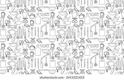 kitchen set vector seamless pattern for background. Restaurant and Kitchen Icons