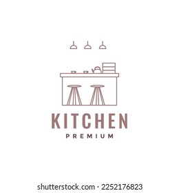 kitchen set wood lighting and cozy minimalist modern logo design vector icon illustration template