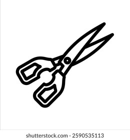 Kitchen Shears Line Vector Illustration On White Background.