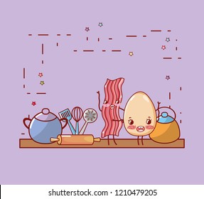 kitchen shelf cartoon kawaii cartoon