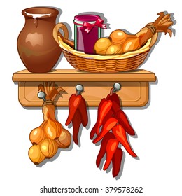 Kitchen shelf with food. Vector illustration.