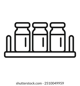 Kitchen shelf holding three spice jars icon, outline style