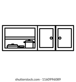 kitchen shelving wooden with utensils