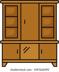 Kitchen Showcase Concept, Cabinet Display Rack and Storage Unit Vector color line Icon Design, Interior design Symbol, Home Office decoration Sign, Residential and Commercial Decor stock illustration