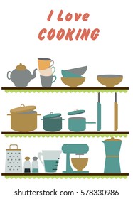 Kitchen Shower invitation template card. Vector illustration